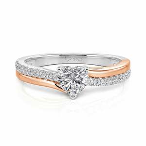 Bague de promesse Jeulia Amore à deux tons, en forme de cœur incurvé, en argent sterling avec placage or rose - Product Image 1
