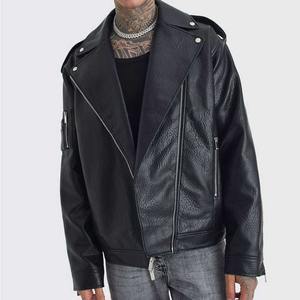 Veste en cuir à col tournant en fausse fourrure au design personnalisé vêtements de rue collection hiver tissu sur pied à capuche en peau de mouton imperméable - Product Image 2