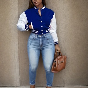 Hirigin Women's Oversized Moto Varsity Bomber Coat Faux Leather Jacket <b>Cashmere</b> Fur Zippered Motorcycle Biker Coat for Spring - Product Image 3