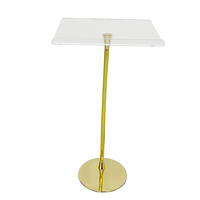 Portable Transparent Acrylique Pupitre Chaire Podium Moderne Clair Table Ensemble En Acier Stand Amovible Incurvé Conception Acrylique Podium