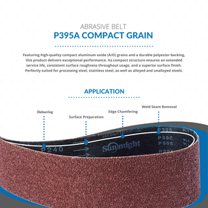 Sun Might P395A Bande abrasive haute performance à grain compact en oxyde d'aluminium 3000x50mm Meulage et polissage en acier inoxydable - Product Image 2
