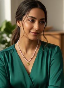 Collier en argent sterling 925 plaqué or avec tourmaline rose, bijoux en pierres précieuses |   Collier en pierre précieuse de tourmaline rose - Product Image 3