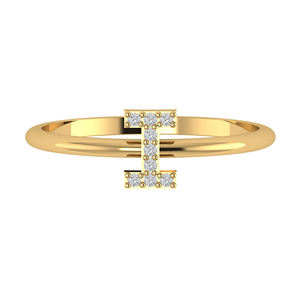 Bague en or jaune massif 14 carats I Initial Pave Diamond Jewelry Fait à la main A à Z Minimalist Letters Ring Gold Diamond Jewelry I Ring - Product Image 1