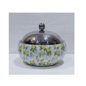 Plat de service en bois au design attrayant, noir et blanc, avec couvercle martelé en acier inoxydable, plat à gratin - Product Image 5