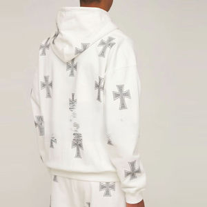 ชุดวอร์มผ้านุ่มสำหรับผู้ชายประดับพลอยเทียม, ชุดวอร์มลำลองระบายอากาศกันรอยยับแห้งเร็วโพลีเอสเตอร์/ คอตตอนยั่งยืน - Product Image 5