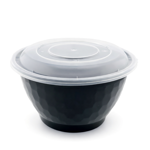 Bol à nouilles 3H 32oz avec couvercle (Noir/Blanc) (150 sets/300 pièces) – Idéal pour la préparation de repas, les plats à emporter, les micro-ondes, la restauration et les food trucks - Product Image 1