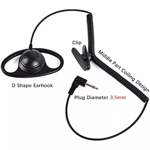 3,5mm escuchar recibir solo Radio auricular en forma de D Walkie Talkie auriculares para Motorola Hytera Kenwood altavoz de Radio bidireccional micrófonos - Product Image 2