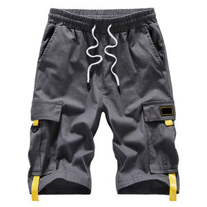 กางเกงขาสั้นผ้าโพลีเอสเตอร์/ ผ้าฝ้ายแห้งเร็วแบบลำลองของผู้ชายย้อมสีล้วนแบบสั่งตัด - Product Image 1