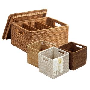 Vietnam Rattan <b>Basket</b> Collection, Scalloped Design, Divided Storage and <b>Wicker</b> Organizers for Home and Retail - Product Image 6