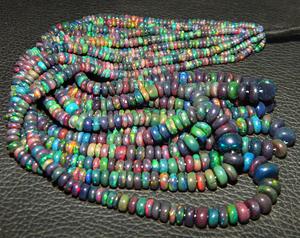 Cuentas de piedra Rondelle lisas de ópalo negro etíope de primera calidad para la fabricación de joyas y manualidades - Product Image 4