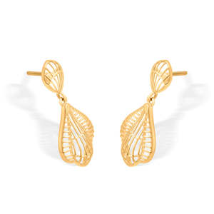 Pendientes de Aro y Tipo Huggie con Filigrana Geométrica en Oro, Estilo Moderno - Product Image 4