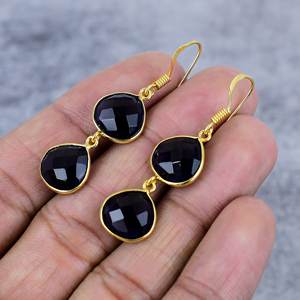 พลอยสีม่วงรูปหัวใจอัญมณี925เงินสเตอร์ลิงต่างหูห้อยชุบทองทำด้วยมือของขวัญสำหรับผู้หญิง - Product Image 3