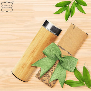 ขวดน้ําไม้ไผ่ผนังคู่, 300/400/500ML กระติกน้ําร้อนไม้ไผ่สแตนเลสขวดเป็นมิตรกับสิ่งแวดล้อมฝาไม้ไผ่ขวดน้ํา - Product Image 5