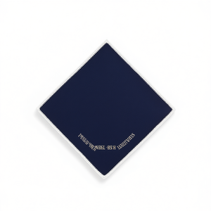 Pañuelo de bolsillo cuadrado de 30x30cm hecho a mano de algodón azul marino y blanco con borde tejido, formal y duradero, para traje, blazer o como pañuelo de mesa. - Product Image 3