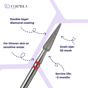 ดอกสว่านเจียรเล็บทรงหยดน้ำเพชรแบบใหม่ รุ่น Formula Profi ขนาด 3.0 มม. สีแดง เม็ดทรายพรีเมียม - Product Image 2