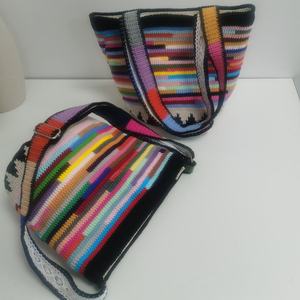 Factory Wholesale 2025 New Zipper Style Handmade Crochet Colorful Striped Crossbody <b>Bag</b> - Product Image 6
