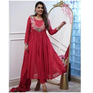 Best And Trendy Ethnic Wear Clothing & Accessories Latest Original Chinon <b>Fabric</b> Kurti Tops for Office Wear For Women Girls - Product Image 1