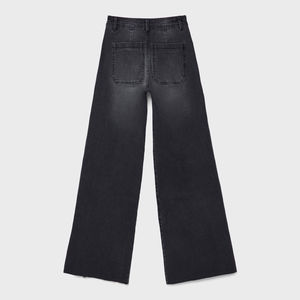 Pantalones acampanados de algodón 100% de alta calidad de fabricante profesional Pure Black Summer Streetstyle Trend transpirable Casual - Product Image 2