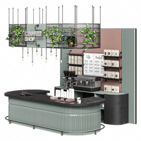 Design d'intérieur de kiosque à café haut de gamme, comptoir de bar à café sur mesure, adapté aux centres commerciaux