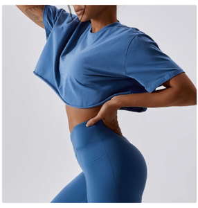 Haute qualité 100% coton haut court T-Shirt pour femmes de grande taille respirant décontracté été conception solide motif haut court - Product Image 6