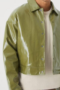 Nueva llegada Shine Olive Original chaqueta personalizada de cuero de vaca para hombres Chaquetas de cuero con estilo para hombres personalizadas para OEM - Product Image 6