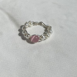 Anillo de perlas de piedras preciosas, joyería de cristal de plata envuelta en alambre hecho a mano, regalo único para ella, accesorio de moda ajustable - Product Image 6