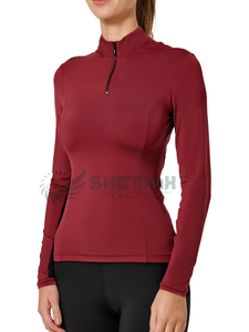 Blusa de espectáculo para montar a caballo, camisa de mujer, tela elástica ajustada, elegante, ligera, transpirable, ropa de competición ecuestre - Product Image 5