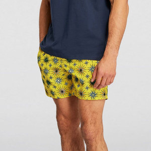 Shorts de Baño para Hombre, de Lona, Impermeables, Transpirables, Ecológicos, Resistentes al Viento, con Estampado de Estrella de Brújula Náutica en Amarillo Vibrante, Protección Solar UPF 50 Plus - Product Image 4