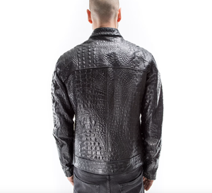 Veste en cuir et toile unisexe, couleur personnalisée, luxe, imperméable, coupe-vent, style moto, col rond, fermeture éclair - Product Image 3