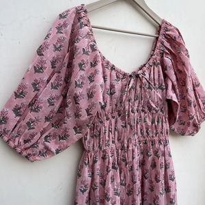 Vestido de algodón con escote corazón para mujer, vestido Midi informal, maxi largo de algodón indio - Product Image 1