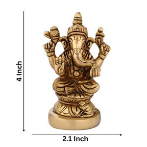 Antique Finish Ganesh Ji Base Idol Murti Moorti Statue 300 gm Brass Ganpati Sitting Sculpture for Home Entrance <b>Metal</b> <b>Craft</b> - Product Image 5