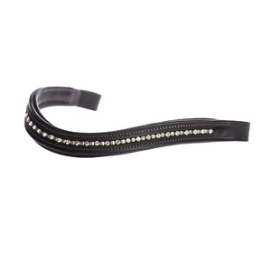 Banda de cejas ecuestre de cuero de último diseño de moda superior con acolchado suave y cadena de diamantes de imitación decoración fabricante proveedor - Product Image 1