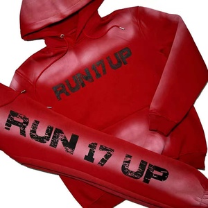 Manufacturer Custom Men Sweatsuit Streetwear Heavyweight Sweatsuit Mens Embroidery Vintage Acid Washed <b>Jogger</b> Sweatpants and Hoodie Set - Product Image 4