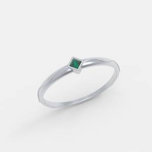 Solide 925 Sterling Silver May Birthstone Fine Ring Green Hydro Emerald Gemstone Solitaire Stacking 5mm Square Keepsake Jewelry - Product Image 1
