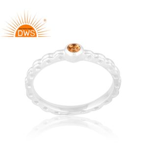 แหวนพลอยซิทรีนธรรมชาติเงินสเตอร์ลิงเครื่องประดับดีไซน์ตามสั่งสำหรับเป็นของขวัญสำหรับผู้หญิง - Product Image 1
