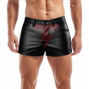 Pantalones Cortos de Cuero Sólido para Hombre, Cómodos y Casuales, Cintura Alta, Diseño Transpirable y Ecológico, Costuras Finas, Calidad Duradera - Product Image 2