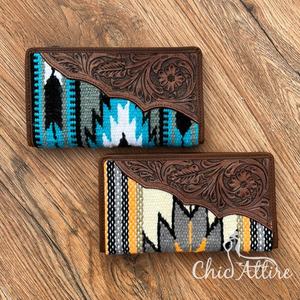 Cartera de Mano de Cuero Acolchado Azteca para Mujer, Cartera de Múltiples Pliegues, Cartera Acolchada Azteca Única, Novedad - Product Image 1