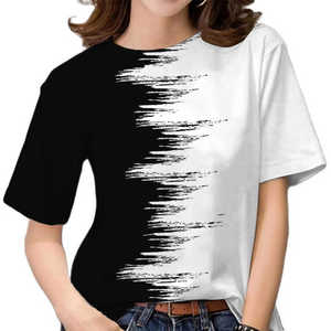 Venta al por mayor de moda de verano señoras camisetas de impresión 3D Top con decoración de diamantes de las mujeres sueltas de verano camiseta para las mujeres - Product Image 1