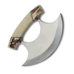 Couteau à pizza professionnel multifonction en acier Damas avec manche en bois et étui en cuir, couteau Ulu - Product Image 4