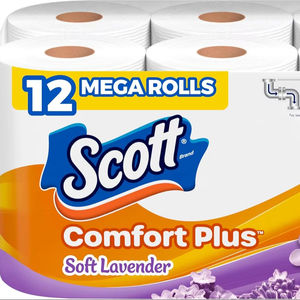 Papier toilette Scott ComfortPlus avec tube parfumé à la lavande, 12 méga rouleaux, 310 feuilles par rouleau, compatible avec les fosses septiques, 2 plis - Product Image 1