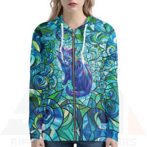 Sweat-shirt à capuche tendance pour femme, hiver, en molleton, motif graphique de chat coloré, motif abstrait en vitrail, manches longues, mode - Product Image 4