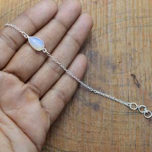 Ethiopian Opal 925 <b>Sterling</b> <b>Silver</b> Pear Shape Gemstone Adjustable <b>Bracelet</b> Handmade Women Jewelry Gift - Product Image 4
