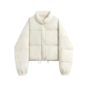 Chaqueta informal de invierno de algodón para mujer, capucha de cuello alto a la moda, lona en relieve, cierre de cremallera, versátil, teñido liso - Product Image 6