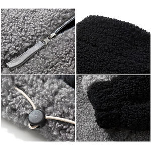 <b>Men's</b> Custom <b>Sherpa</b> Fleece <b>Jacket</b> High Quality Winter Coat Stand Collar Zipper Loose Long Sleeve-Solid Color Oversize - Product Image 5