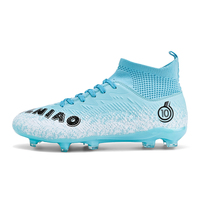 Chaussures de football unisexes à col chaussette en tricot, tige synthétique, crampons longs FG AG TPU, vente en gros, usine OEM