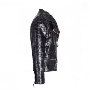Men's Black for Crocodile Embossed <b>Real</b> <b>Leather</b> <b>Jacket</b> Sheep <b>Leather</b> <b>Jackets</b> - Product Image 3