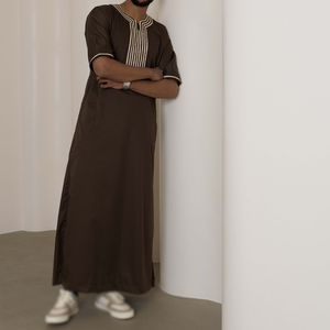 Thobe marocain de haute qualité pour hommes vêtements musulmans en gros Robe Jubba à manches longues prix d'usine - Product Image 6