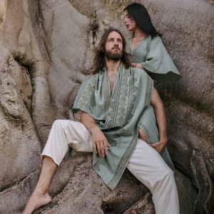 Tulasi Ethnic Scarf Hand Block Print Sage Mink Long Length Tribal Stole - Product Image 1