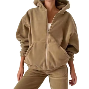 Survêtement athlétique de sport deux pièces en polaire de haute qualité pour hommes, pantalon de jogging à capuche avec fermeture éclair et service OEM - Product Image 3