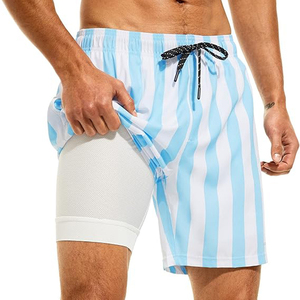 Short de plage personnalisé 2 en 1 pour hommes Maillot de bain respirant à séchage rapide avec poche pour téléphone Short en maille à changement de couleur unie - Product Image 6